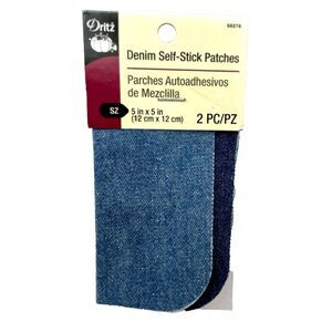 Denim Self-Stick Patches Dritz NOS 5 in x 5in 2 PC Blue 55278 Textiles Sewing